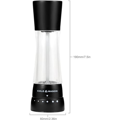 Image of Cole & Mason Derwent Salt Grinder - Mill Includes Gourmet Precision Mechanism and Premium Sea Salt - Salt Mill, Matt Black