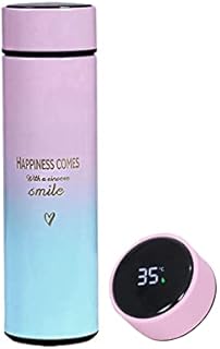 Smart Water Bottle Insulated Water Bottle Coffee Bottle Travel Coffee Mug Flasks for Hot and and Cold Drinks 16.9 oz/500ml (Gradient pink))
