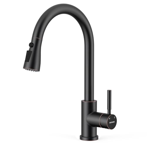 WEWE Kitchen Faucets with Pull Down Sprayer, Stainless Steel Single Handle 1 Hole for Family Kitchen...