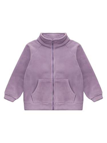 Kids Girls Long Sleeve Fleece Jacket Boys Full Zip Winter Warm Shaggy Outerwear Stand Collar Coat