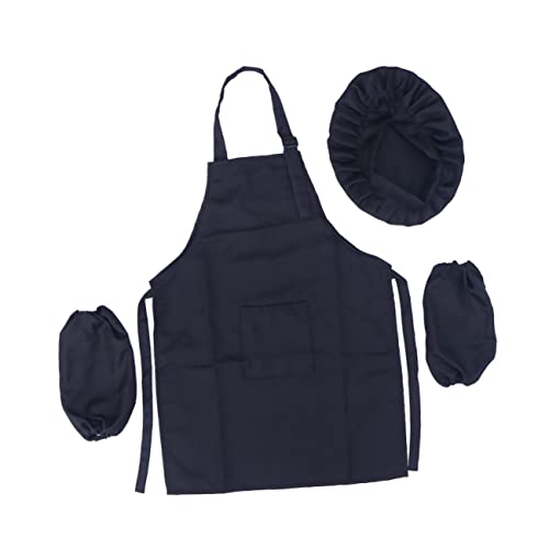 DECHOUS 3pcs Kids Chef Hat Apron Suit with Sleeves Play Kitchen Accessories for Toddlers