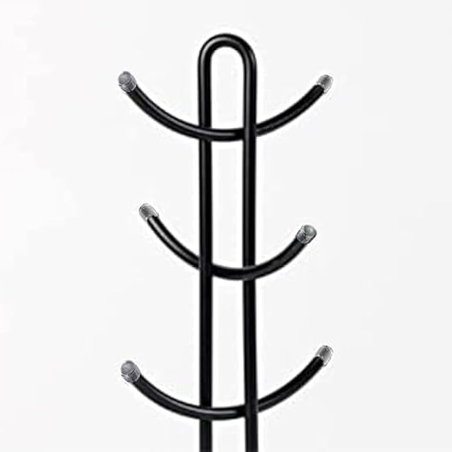 FitWell Mugs Holder, Mug Tree, Coffee Mug Holder, Coffee Mug Tree, Mug Organizer for Cabinet, Mug Holder Stand, Coffee & Tea Cup Storage Rack (Black, 6 Mugs (15H))