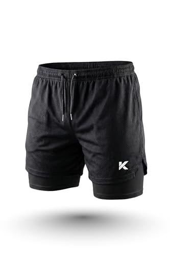 [Kewlioo] 公式 サウナスーツ ハーフパンツ 【世界を汗だくにした全米No1発汗ウェア専門ブランド】 従来比30%軽量・ダボつかない・シャカシャカしない・伸縮素材・洗濯機OK・日本人体型適合 メンズ サウナシャツ ハーフパンツ2XLサイズの商品画像（Amazon）