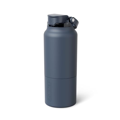 BrüMate Rise 35oz Water Bottle With 100% Leakproof Covered Silicone Straw | Insulated Stainless Steel Water Bottle | Fast Flow | Soft Sip Silicone Spout | Removable Straw | BPA-Free (Nightfall Blue)
