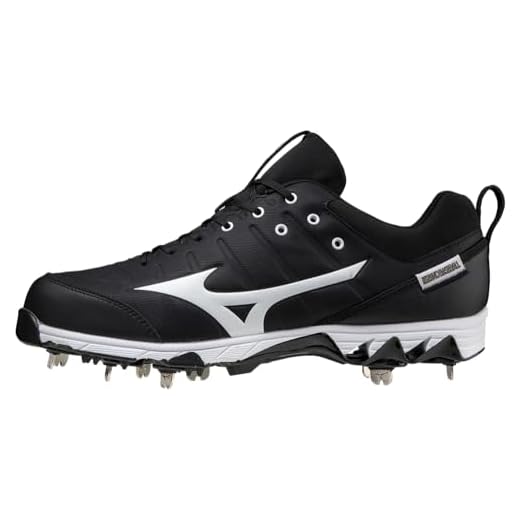 Mizuno Men's 9-Spike Ambition 2 Baseball Shoe, Black-White, 9.5