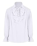 Bbalizko Mens Pirate Shirt Vampire Renaissance Victorian Steampunk Gothic Ruffled Medieval Halloween Costume Clothing X-White