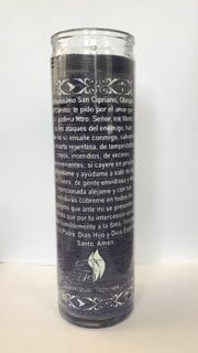 Miniatura 2 de San Cipriano - Vela en tarro de cristal de 7 días, color morado y negro, retro, religiosa, San Cipriano