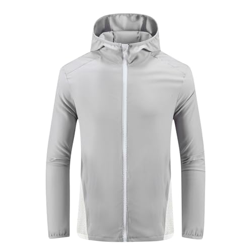 Sun Shirts for Men Swimming Running Fishing Clothing Breathable Long Sleeve SPF UPF 50+ Sun Protection Zip Up Hoodie