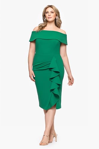 Image of Betsy & Adam Women's Xscape Women's Halter Mock Neck Ruffle Knee Length Dress
