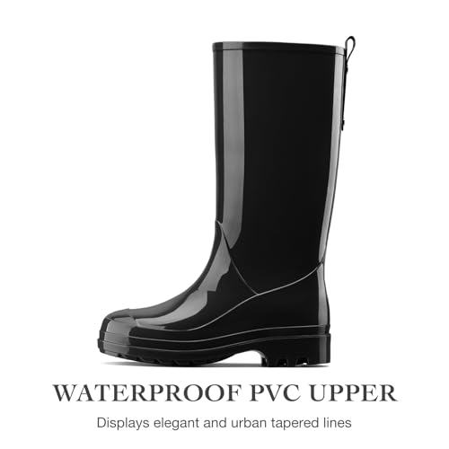 HISEA Rain Boots for Women Waterproof Garden Boots, Knee High Rain Shoes with Comfort Insole, Non-Slip Seamless Tall Rain Boots, Black Size 7 by HISEA - Image 5