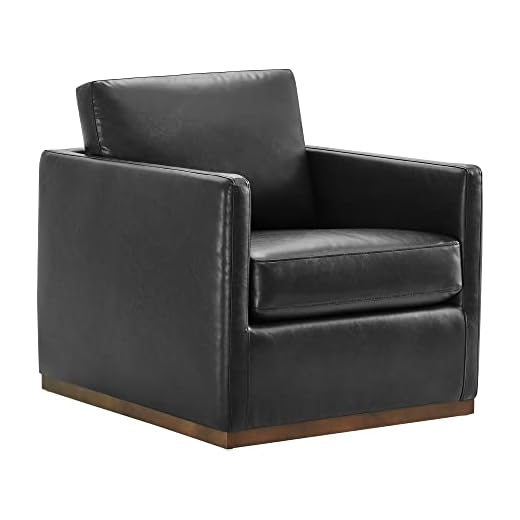 CHITA Mid Century Modern Accent Chair, Swivel Chairs for Living Room, Comfortable Arm Chairs for Bedroom, No Assembly Required, Black