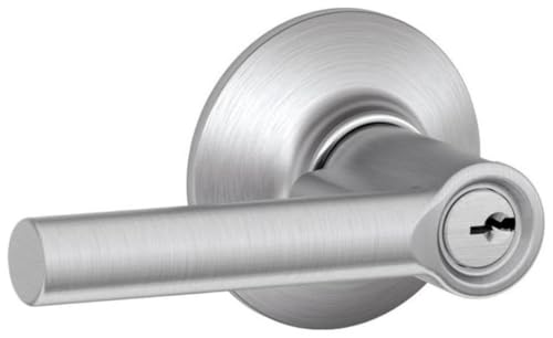SCHLAGE Broadway Keyed Entry Door Handle, Reversible, Satin Chrome