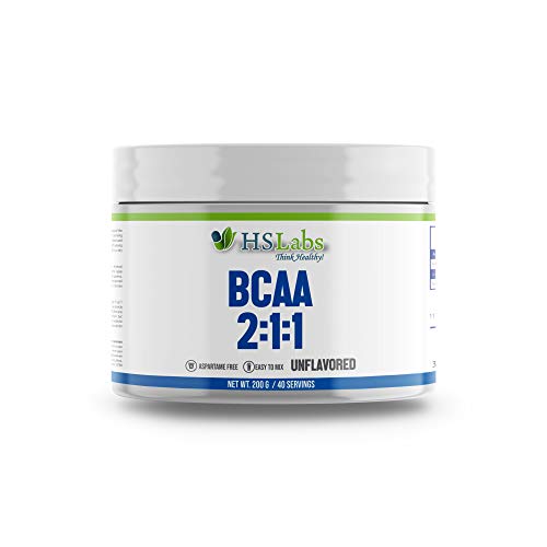 HSLabs BCAA 2 1 1 Pulver Amino Drink Aminosäuren Komplex Hochdosiert Getränk mit Leucin Isoleucin Valin Tollem Geschmack und Neutral Unflavoured 400g 200g 40 und 80 Portionen (Unflavored 200g) Cover