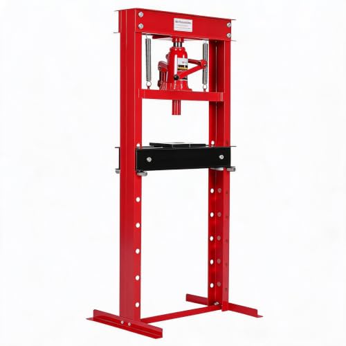 Heavy Duty 12 Ton Hydraulic H-Frame Shop Press, Adjustable Height