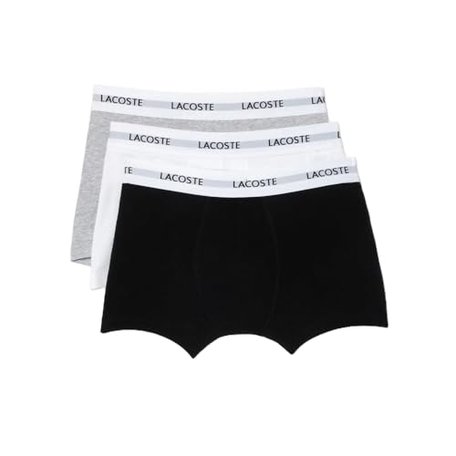 Lacoste Boxershorts für Herren (3 Stück), Schwarz/Weiß-Silber Chine, Small Lacoste Boxershorts für Herren (3 Stück), Schwarz/Weiß-Silber Chine, Small