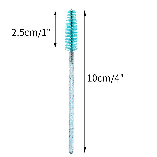 Image of G2PLUS 100PCS Eyelash Mascara Brushes, Disposable Lash Spoolies, Crystal Mascara Wands Makeup Kits for Eyelash Extensions and Eyebrow (Lake Blue)