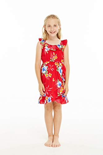 Image of Matchable Family Hawaiian Luau Men Women Girl Boy Clothes in Hibiscus Red