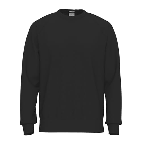 SoftSpun Sweatshirt for Men UK | 100% Original Plain Raglan Mens Crew Neck Terry Cotton Sweatshirts Jumpers for men | Year-Round Mens Sweatshirts No Hood for Casual Work and Gym Mineral Black