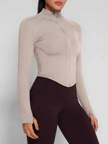 Image of GYM RAINBOW Womens Snatched Workout Jackets Lightweight Zip Up Slim Fit Gym Track Athletic Jackets with Thumb Holes