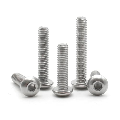 M2 M3 M4 M5 M6 M8 M10 M12 DIN7380 304ステンレス鋼六角六角穴付き皿丸頭ネジマッシュルームボタンボルト(10mm,M2 (50pcs))