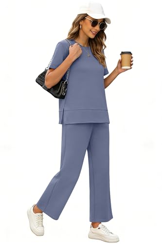Image of XIEERDUO Women's 2 Piece Outfits Summer Lounge Sets Side Slit Loungewear