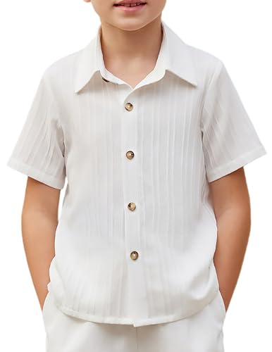 Arshiner Boys White Button Down Shirt Short Sleeve Boys Summer Outfits 3 Years