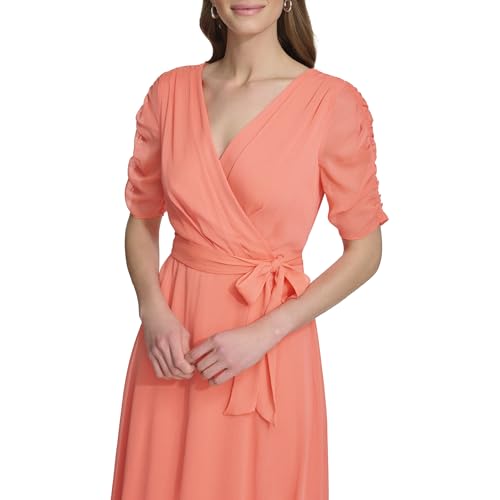 Image of DKNY Women's 3 /4 Sleeve Faux Wrap Dress