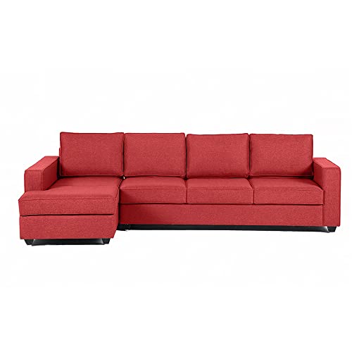 Image of Wakefit Sofa Set | 3 Year Warranty | Sofa 3 Seater, 3 Seater Sofa for Living Room, Wooden Sofa Set, 3 Seater + Left Aligned, Sofa for Living Room - Napper(Omega : Red)