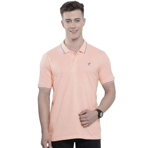 Image of The Indian Garage Co Men Slim Fit Solid Polo Neck Half Sleeves Tshirt