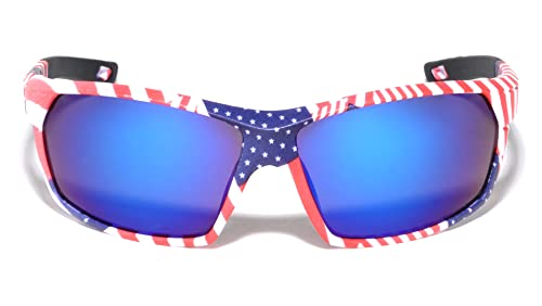 V.W.E. 2 Pairs Men USA Patriotic Sport Wrap Around Sunglasses With Mirror Lens - UV Protection2