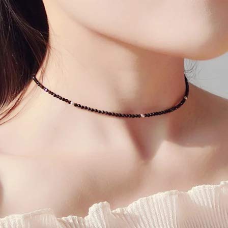 Black Beads Choker Seed Bead Choker Necklaces for Women and Girls Boho Jewelry for Party, Metal, No Gemstone