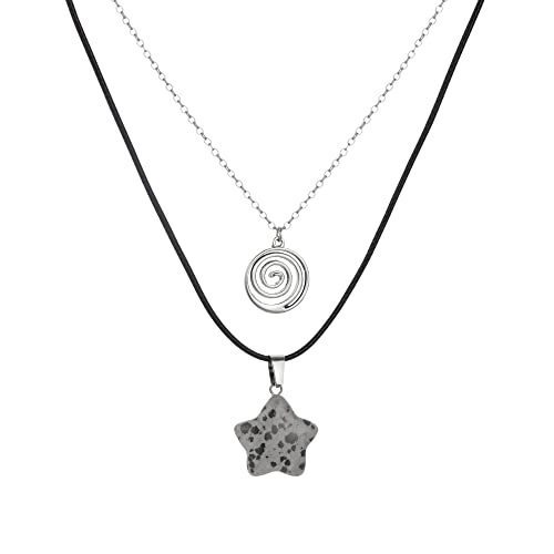 Yuoos Beach Punk Necklace Set Indie Stuff Natural Star Shape Stone Choker Gothic Y2K Swirl Pendant Necklace for Women Summer