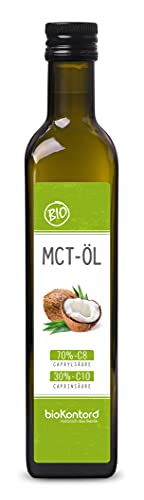 MCT Öl BIO 500ml aus 100% bio Kokosöl | premium Qualität | 70% Caprylsäure C8 und 30% Caprinsäure C10 | rein mechanisch hergestellt - bioKontor