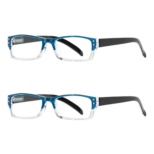 Image of Eyekepper Reading Glasses Men 2.25,Readers for Women, 2 Pack Blue-clear