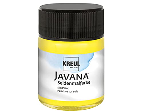 KREUL 8101 - Javana peinture sur soie en pot de 50 ml, jaune, couleur hautement pigmentée et brillante à base d'eau, au caractère fluide et liquide, pénètre profondément dans les fibres