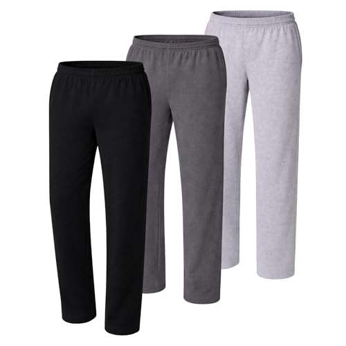 Image of Hanes Men's Sweatpants Pack - 3-Pack - Essentials Midweight Cotton Jersey Lounge Pants - Open Bottom - Pockets - 32 inch