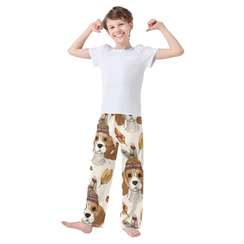 ZZXXB Beagle with Feathers Boys Long Pants Soft Trousers Elastic Waist Kids Lounge Bottoms with Pockets S-XL3