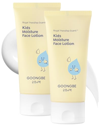 GOONGBE Kids Moisture Face Lotion - Korean Kids Daily Face Moisturizer - 8hr Moisturizing Refreshing Cream Type Lotion with Cica and Allantoin - Allergen Free Scent 2.7 fl.oz. 2 Pack