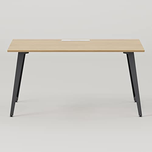 Image of Branch Office Desk, Modern Home Office Desk | Efficient Cable Management and Fast Assembly, Compact Workstation for Home or Apartment, 48 inch Woodgrain Top, Charcoal Base