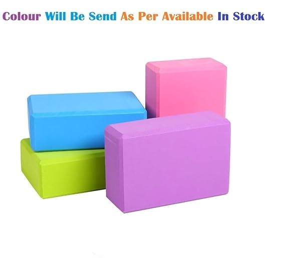 Image of Density EVA Foam Yoga Block Set, 2 Pack, Non-Slip Surface, Beveled Edges, Multi Colour