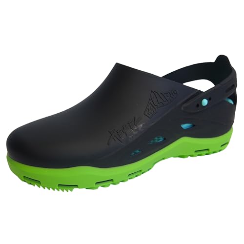 CALZURO Rebel - Non Slip Shoes - Rubber Slip Resistant Shoes Black-Bright Green Women’s 8.0 – 8.5 Men’s 6.0 – 6.5 (37/38)