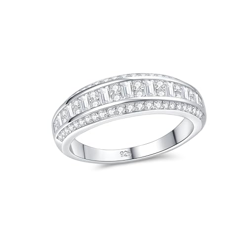 Milanluna Moissanite Wedding Bands for Women Eternity Rings Round Emerald Cut 925 Sterling Silver Engagement Anniversary Size 10 by Milanluna - Used condition - US$22.03