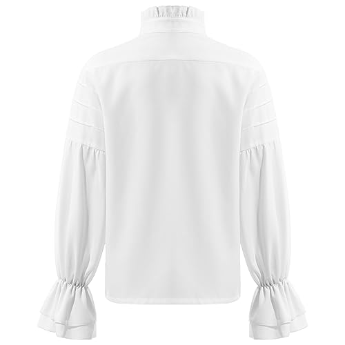 renvena Kids Ruffle Pirate Shirt Renaissance Medieval Blouse Long Sleeve Victorian Halloween Tops2