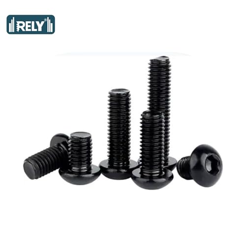 Image of Rely⇒ (Pcs-25) M6 X 50 mm Button Head Cap Screw High Tensile 10.9 Grad| Allen Head Button Cap Screw with Allen Key 1 Pc Free | Allen Round Mushroom Head Screw Alloy Steel Black