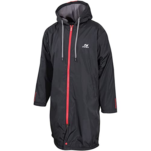 Image of ZONE3 Polar Fleece Parka Robe Jacket (Black/Red, Large)