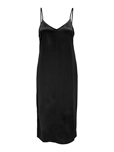 ONLY Damen Onlvictoria Satin Strap Mid Dress Noos W, Schwarz, S