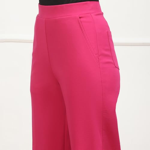 Image of BIBA Women Polyester Relaxed Solid Pants
