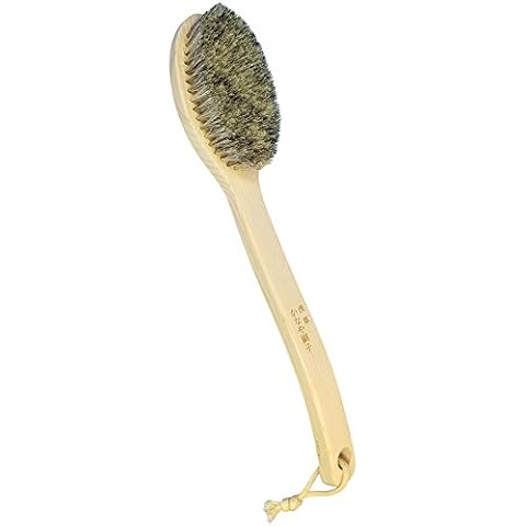 Japanese Body Brush for Bath or Dry Brushing, Exfoliation, Cellulite Treatment, Long Handle, Hard Cover