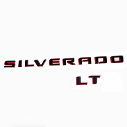 Image of 2019-2025 2pack OEM Nameplate with LT Emblem 3D Letters Badge Replacement for Silverado 1500 2500HD 3500HD 86539786 (Glossy Redline)