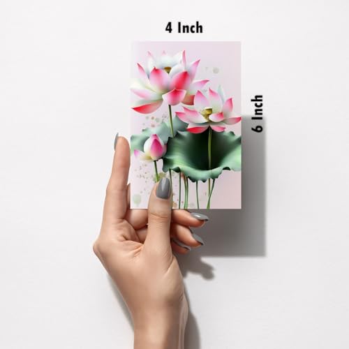 Image of SiddArtify Lotus Flower Wall Art Poster Print Set - Botanical Floral Decor for Bedroom Living Room Office - Set of 2-4x6 Inch - Board (Pack of 6) - Sticker (Pack of 6)